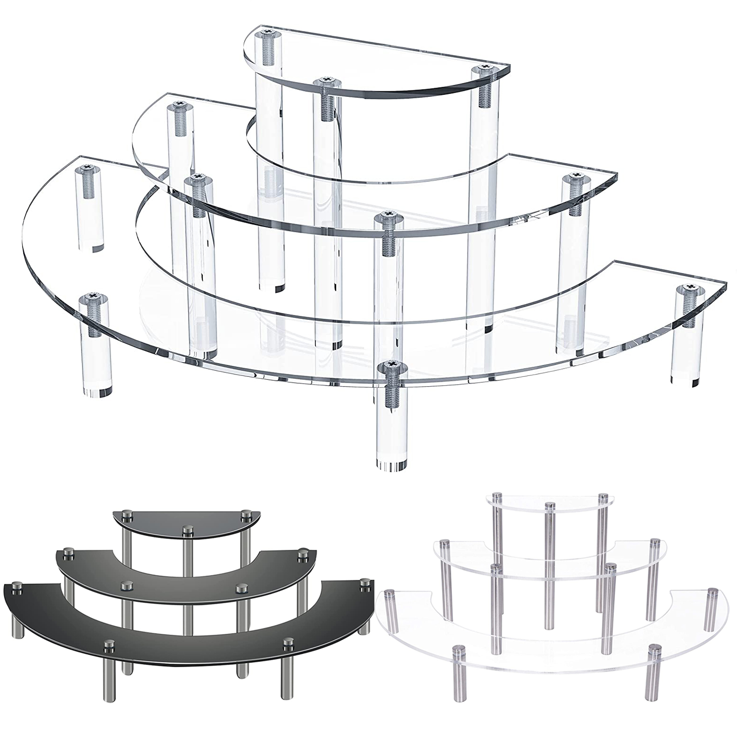 Pop Display Shelf - 3-Tier Acryl Ronde Cupcake Dessert Stand-Riser